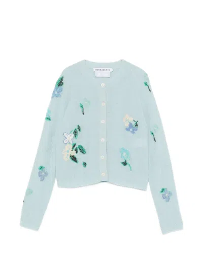 Bernadette Clemence Floral-intarsia Cardigan In Blue