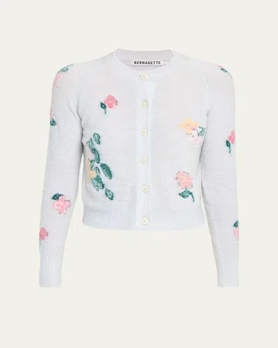 Bernadette Clemente Floral Crewneck Cardigan In Multi