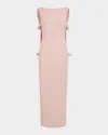 Bernadette Colette Bow Low-back Cape Sleeveless Gown In Pink