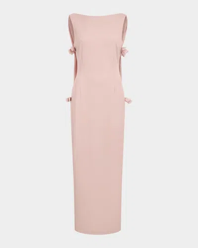 Bernadette Colette Bow Low-back Cape Sleeveless Gown In Pink