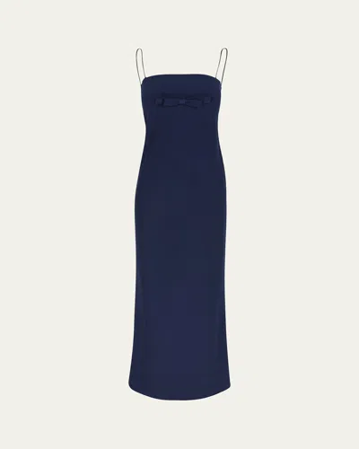 Bernadette Column Gown With Bow Detail In Navy