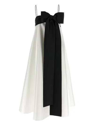 BERNADETTE CONTRAST-BOW MIDI DRESS