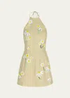 Bernadette Delilah Embroidered Linen Mini Dress In Multi