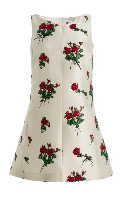 Bernadette Elliot Embroidered Embellished Taffeta Mini Dress In White