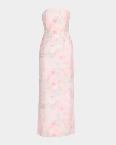 Bernadette Elora Strapless Floral Linen Maxi Dress In Clematis Multi