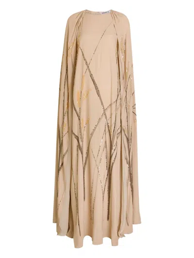 Bernadette Minnie Cape-effect Crepe Maxi Dress In Neutral