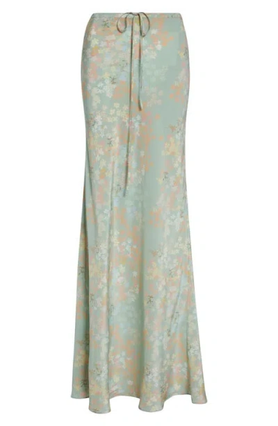 Bernadette Emily Floral Print Silk Maxi Skirt In Green