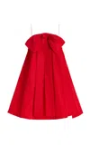 Bernadette Bow Strapless Babydoll Mini Dress In Red