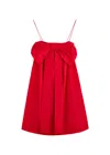Bernadette Estee Bow-embellished Taffeta Mini Dress In Red