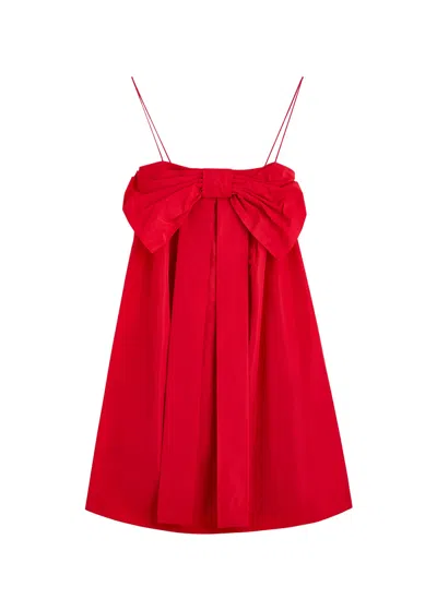 Bernadette Estee Bow-embellished Taffeta Mini Dress In Red