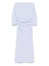 Bernadette Striped Puff Sleeve Draped Dress