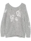 Bernadette Floral-motif Sweater In Grey