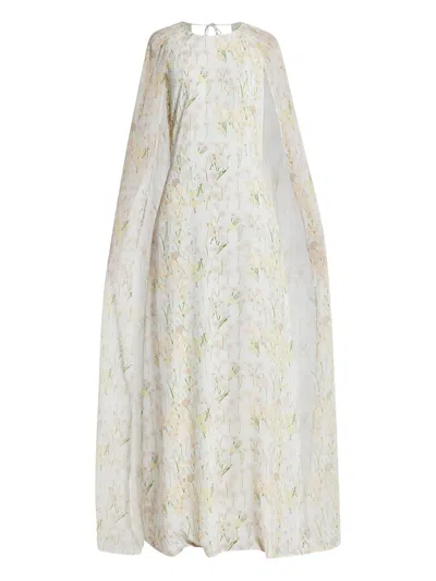 Bernadette Floral-print Cape Maxi Dress In Multi