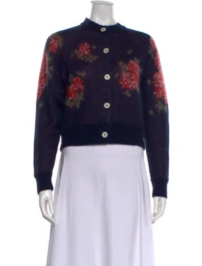 Pre-owned Bernadette Floral Print Crew Neck Sweater In Blue