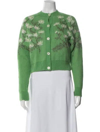 Pre-owned Bernadette Floral Print Crew Neck Sweater In Green
