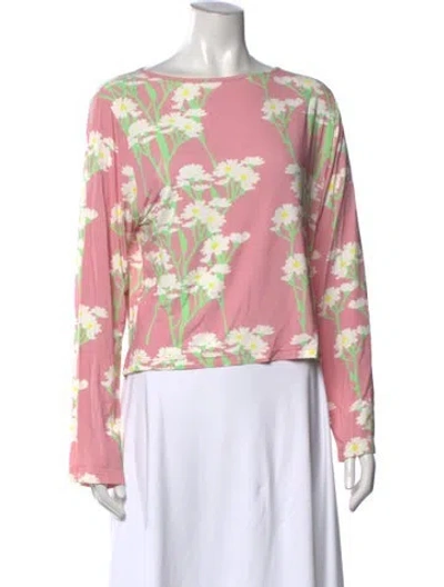 Pre-owned Bernadette Floral Print Crew Neck Top In Pink