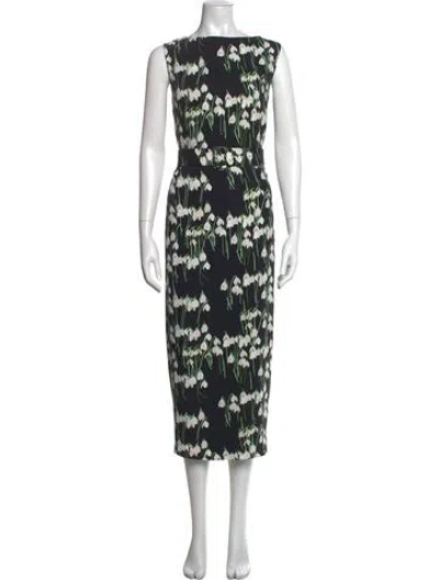 Pre-owned Bernadette Floral Print Knee-length Dress In Green
