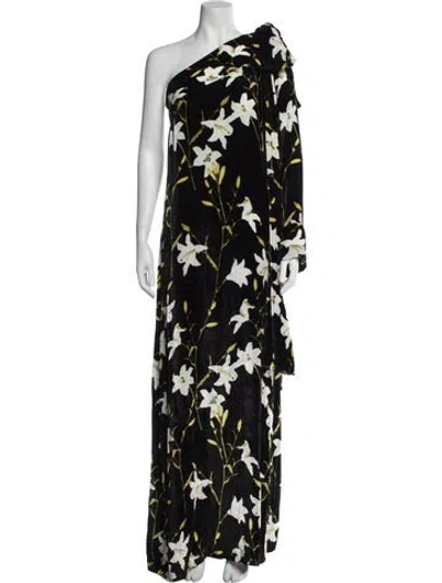 Pre-owned Bernadette Floral Print Long Dress In Black