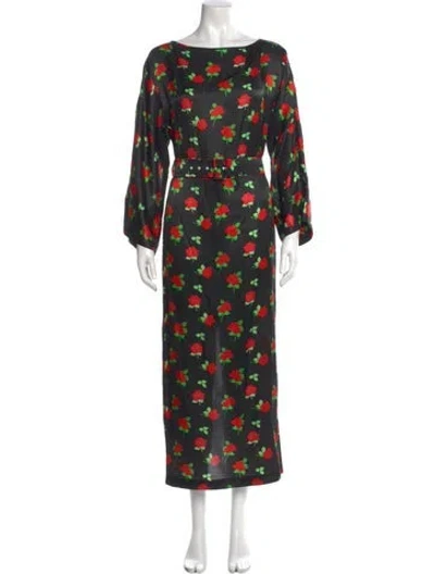 Pre-owned Bernadette Floral Print Long Dress In Black