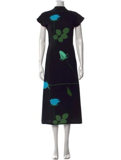 Pre-owned Bernadette Floral Print Long Dress In Black