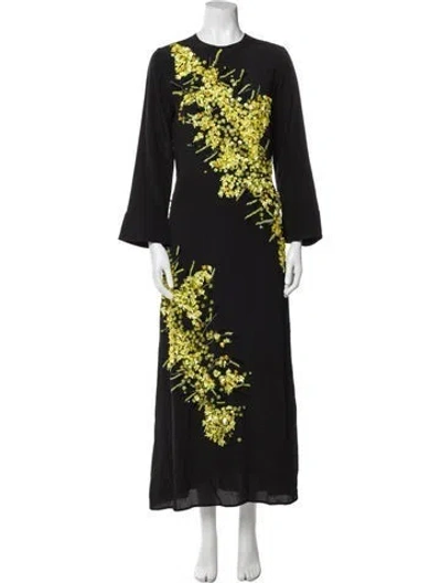 Pre-owned Bernadette Floral Print Long Dress In Blue