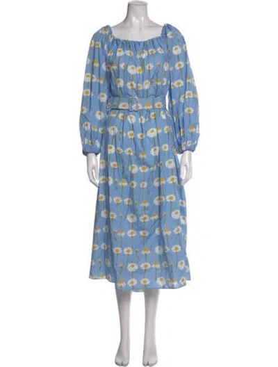 Pre-owned Bernadette Floral Print Long Dress In Blue