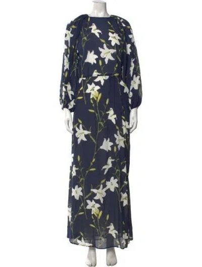 Pre-owned Bernadette Floral Print Long Dress In Blue
