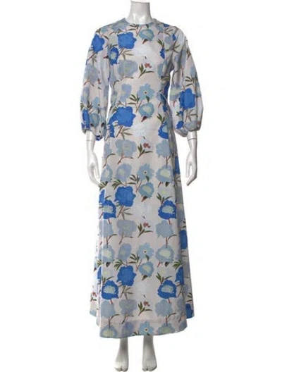 Pre-owned Bernadette Floral Print Long Dress In Blue/neutrals