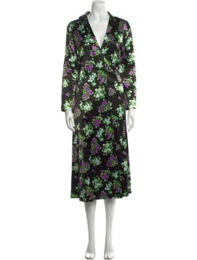 Pre-owned Bernadette Floral Print Long Dress In Green