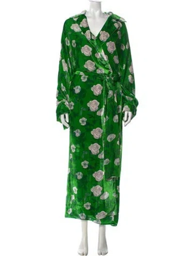Pre-owned Bernadette Floral Print Long Dress In Green