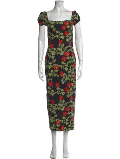 Pre-owned Bernadette Floral Print Long Dress In Green