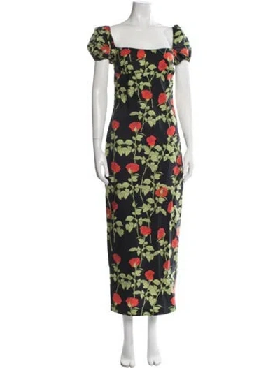 Pre-owned Bernadette Floral Print Long Dress In Green