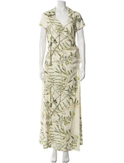 Pre-owned Bernadette Floral Print Long Dress In Green