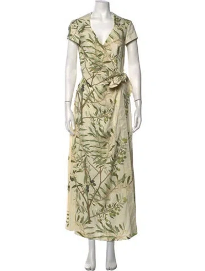 Pre-owned Bernadette Floral Print Long Dress In Green