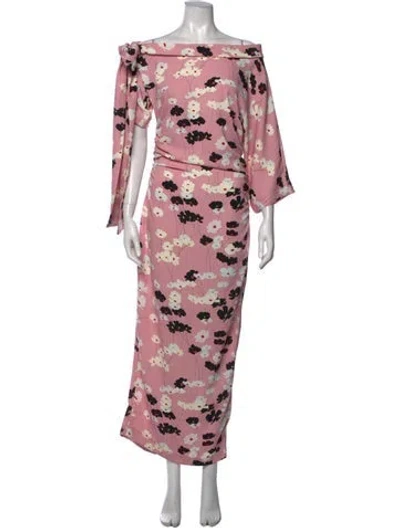 Pre-owned Bernadette Floral Print Long Dress In Pink
