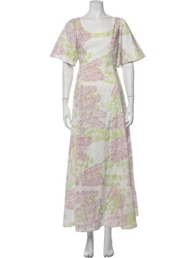 Pre-owned Bernadette Floral Print Long Dress In Pink