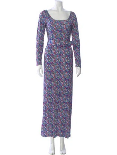 Pre-owned Bernadette Floral Print Long Dress In Purple