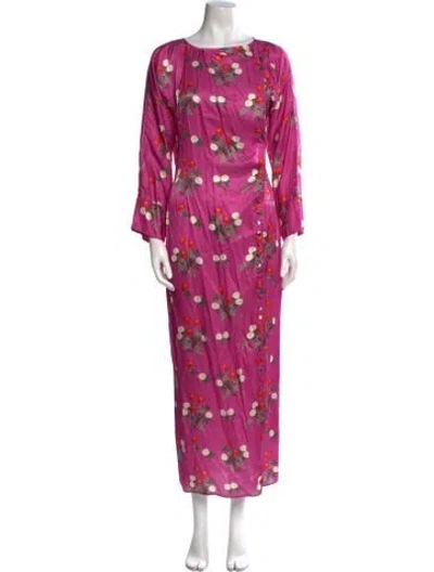 Pre-owned Bernadette Floral Print Long Dress In Purple