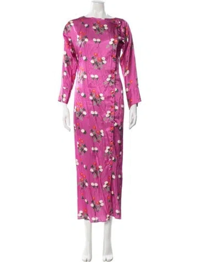 Pre-owned Bernadette Floral Print Long Dress In Purple