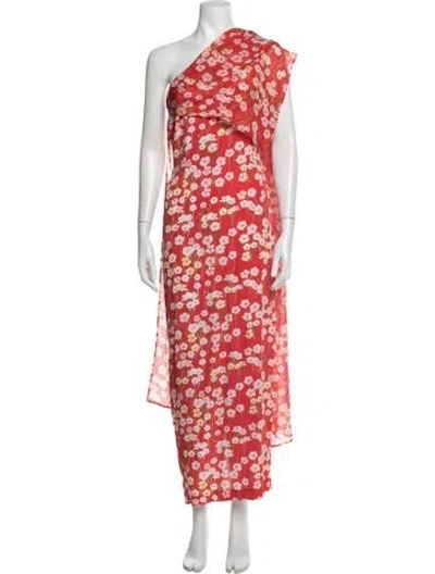 Pre-owned Bernadette Floral Print Long Dress In Red