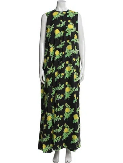 Pre-owned Bernadette Floral Print Long Dress W/ Tags In Black