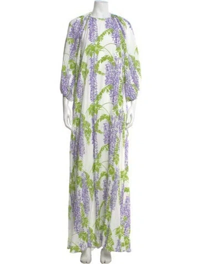 Pre-owned Bernadette Floral Print Long Dress W/ Tags In Green