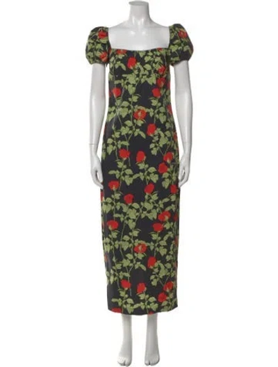 Pre-owned Bernadette Floral Print Long Dress W/ Tags In Green