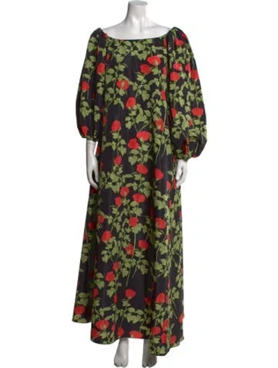 Pre-owned Bernadette Floral Print Long Dress W/ Tags In Green