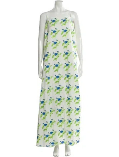 Pre-owned Bernadette Floral Print Long Dress W/ Tags In White