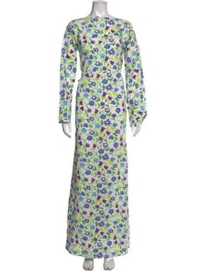 Pre-owned Bernadette Floral Print Long Dress W/ Tags In White