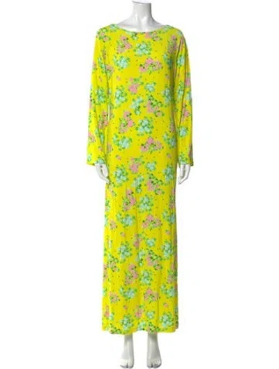 Pre-owned Bernadette Floral Print Long Dress W/ Tags In Yellow