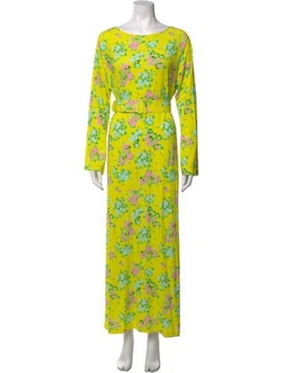 Pre-owned Bernadette Floral Print Long Dress W/ Tags In Yellow