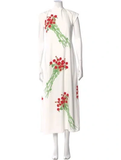 Pre-owned Bernadette Floral Print Long Dress In White