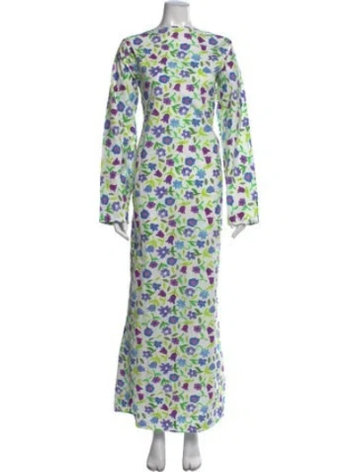 Pre-owned Bernadette Floral Print Long Dress In White